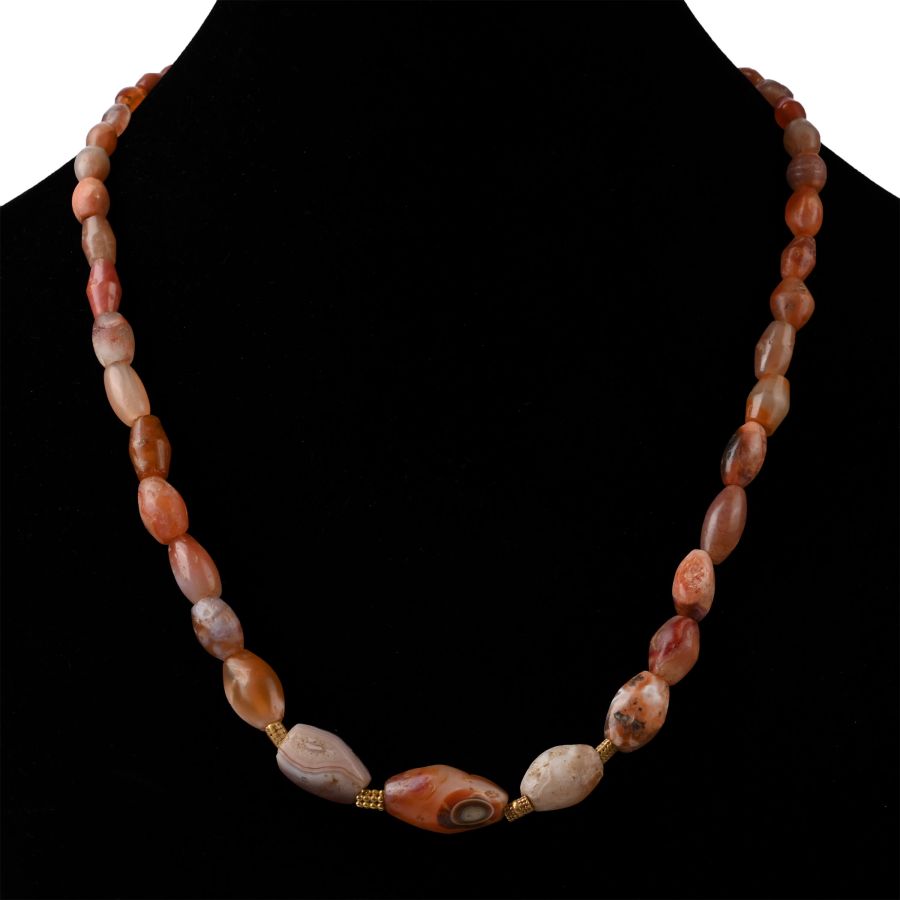 Western Asiatic Agate and Gold Bead Necklace