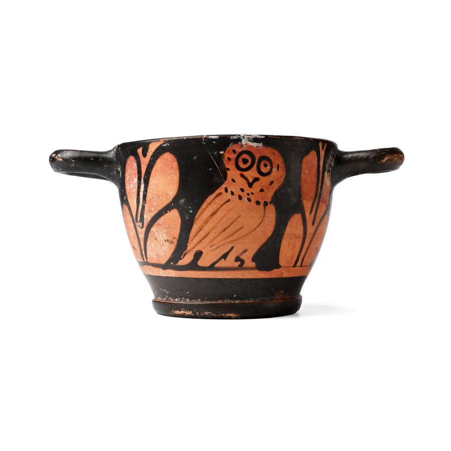 Greek Red-Figure Skyphos with Owl