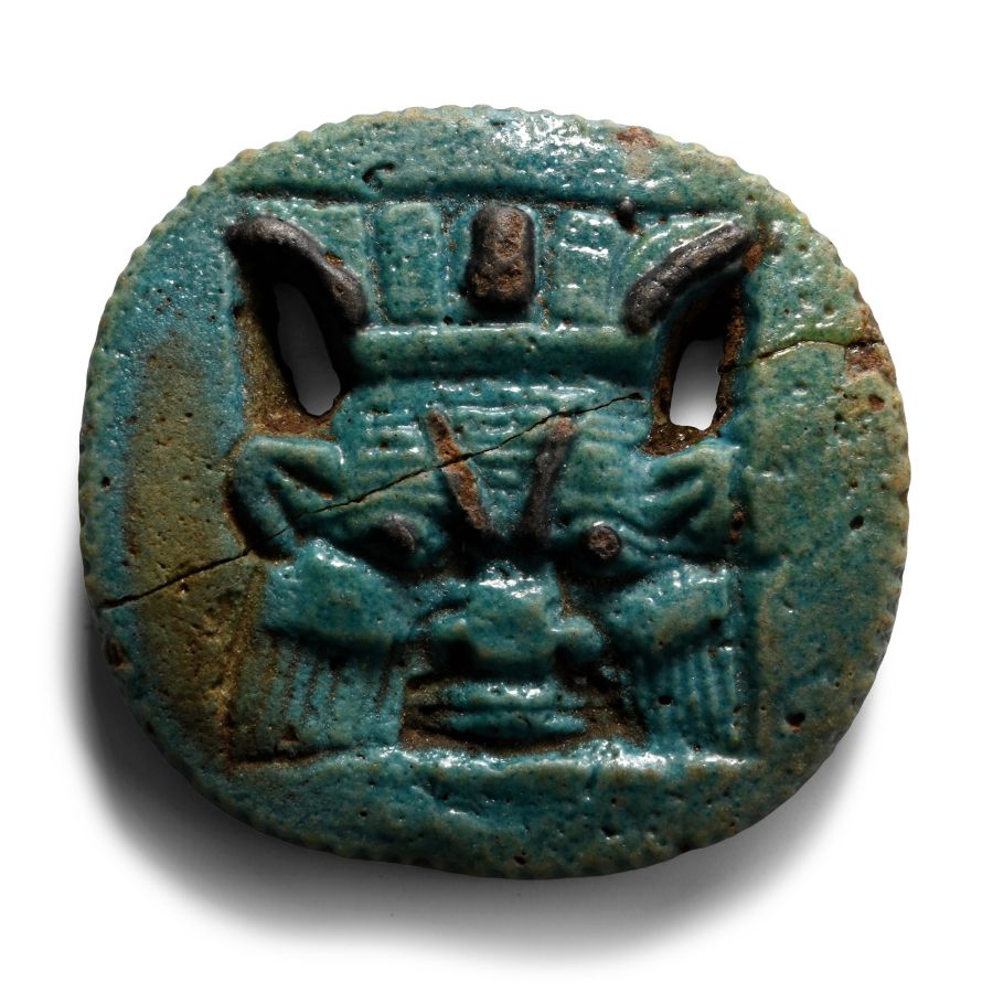 Egyptian Faience Amuletic Bes Plaque