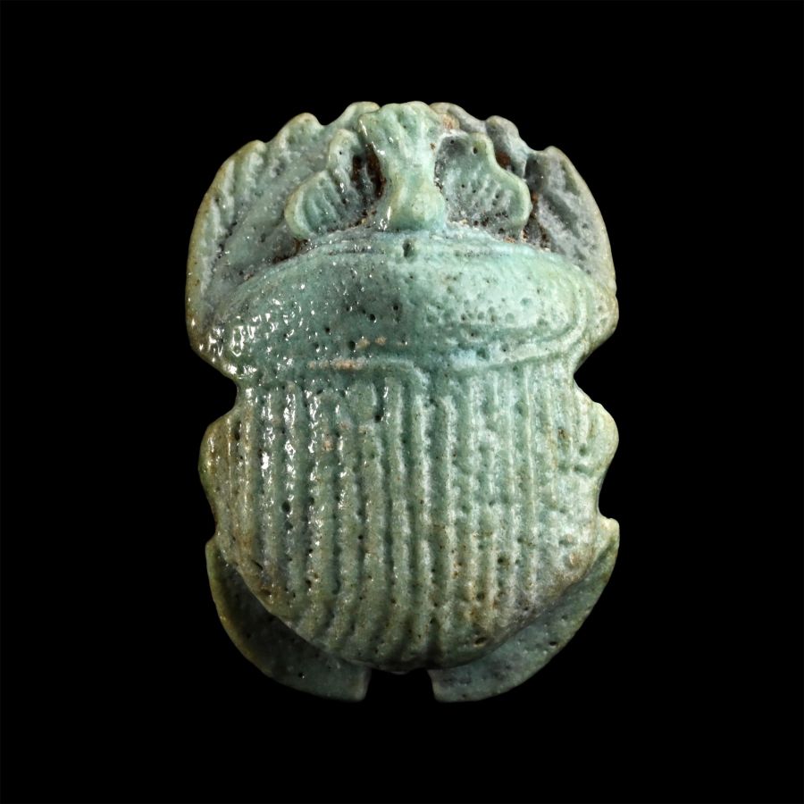 Egyptian Faience Heart Scarab