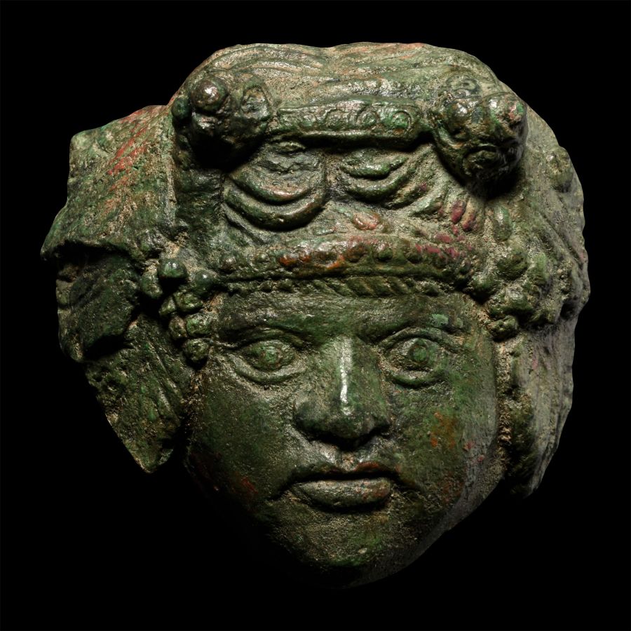 Roman Bronze Head of Dionysus Mount
