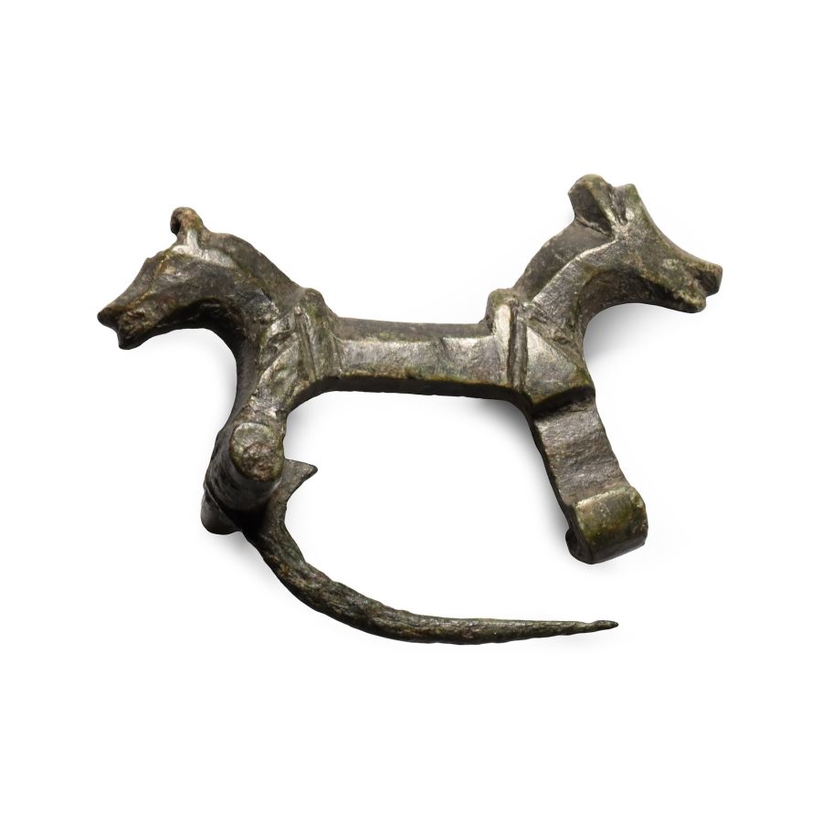 Roman Bronze Double Horse Brooch