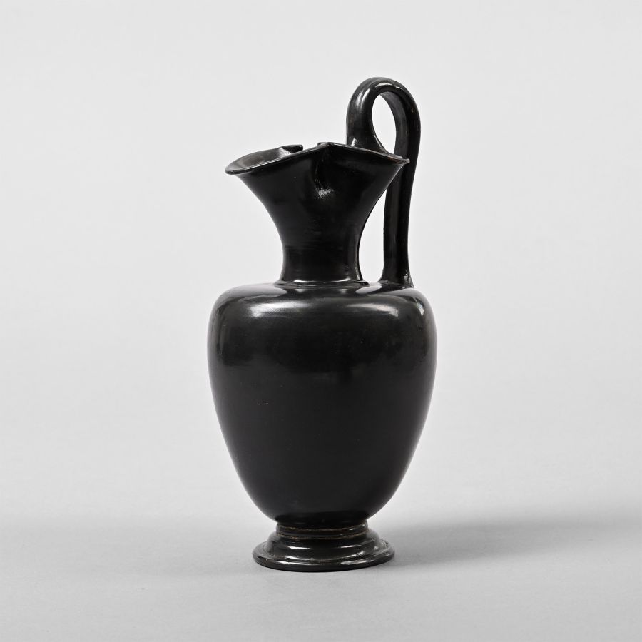 Large Greek Black-Glazed Trefoil-Lipped Oinochoe