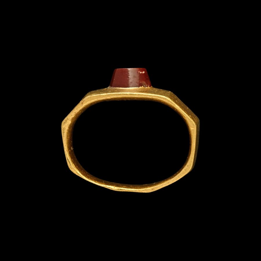 Roman Gold Ring with Jasper Gemstone with Dolphin
