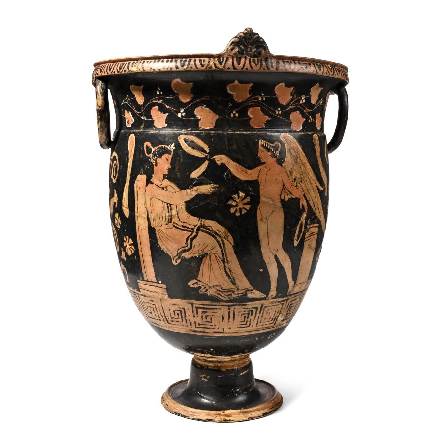 Greek Red-Figure Bell Krater with Eros