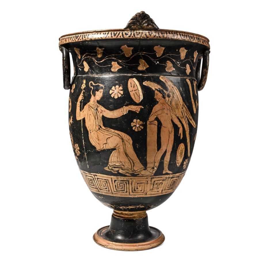 Greek Red-Figure Bell Krater with Eros