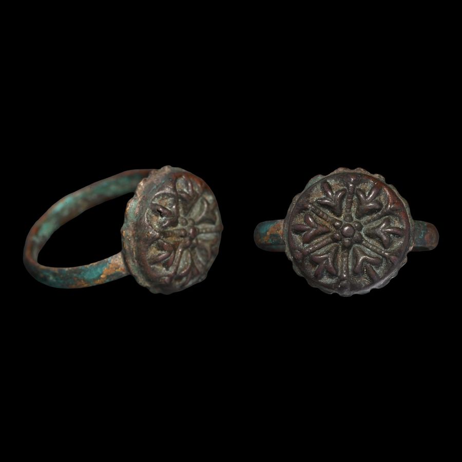 Tudor Bronze Ring with Floral Bezel