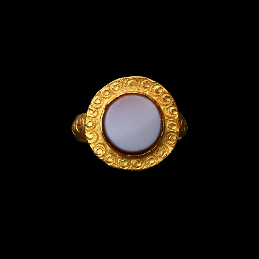Roman Gold Ring with Nicolo Gemstone