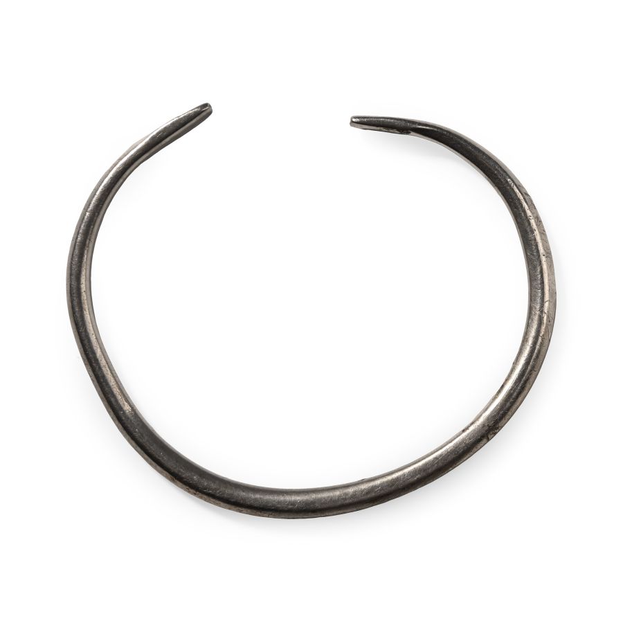 Late Roman Silver Bangle with Snake-Head Terminals