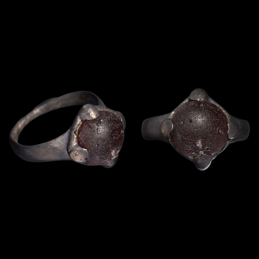 Viking Age Silver Ring with Cabochon