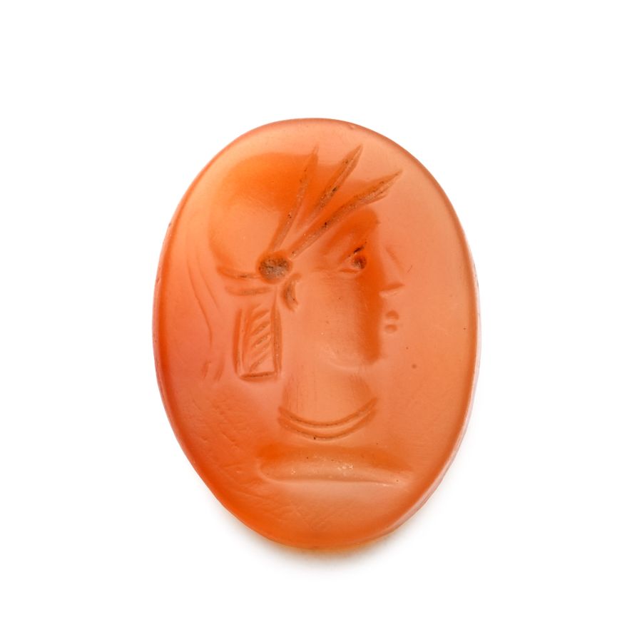 Roman Carnelian Gemstone with Bust of Roma