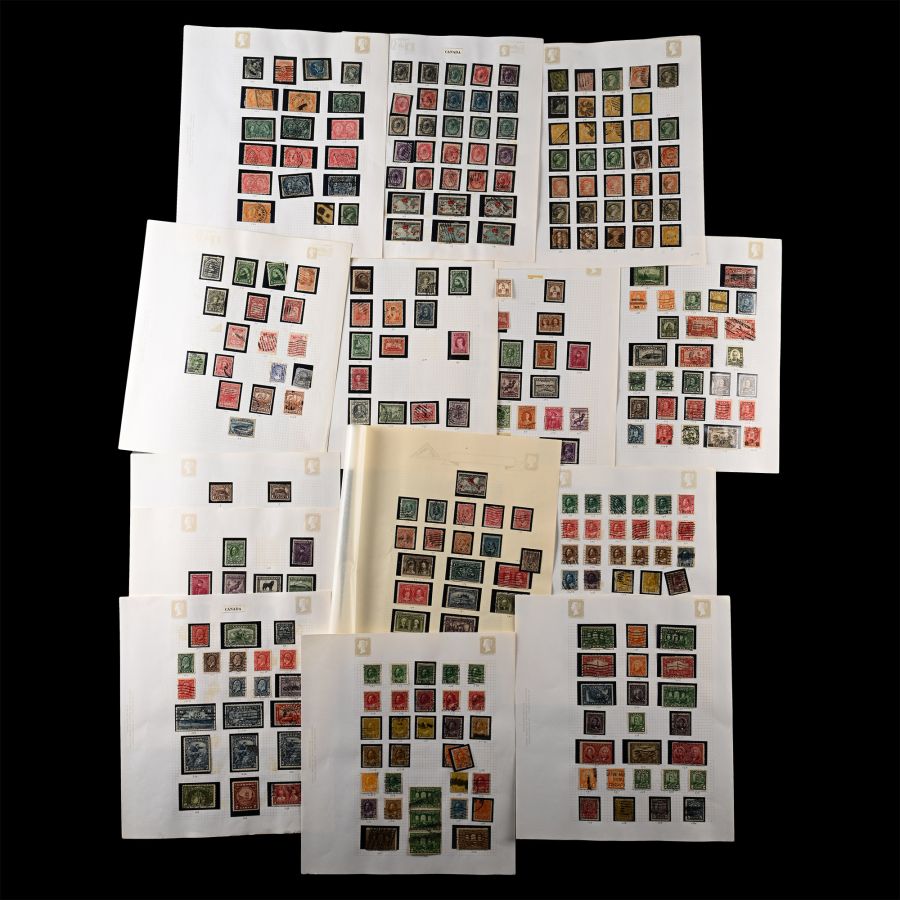 Mixed Group of Canadian Stamps Including Newfoundland on Album Leaves