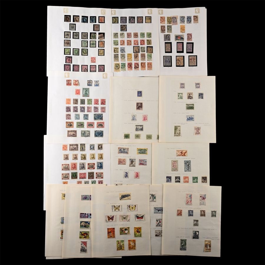 Mixed Group of Stamps From Belgium & Czechoslovakia on Album Leaves