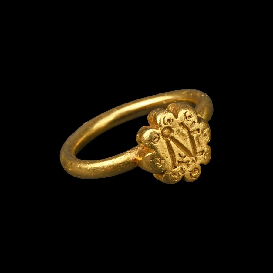 Heavy Byzantine Gold Ring with Monogram