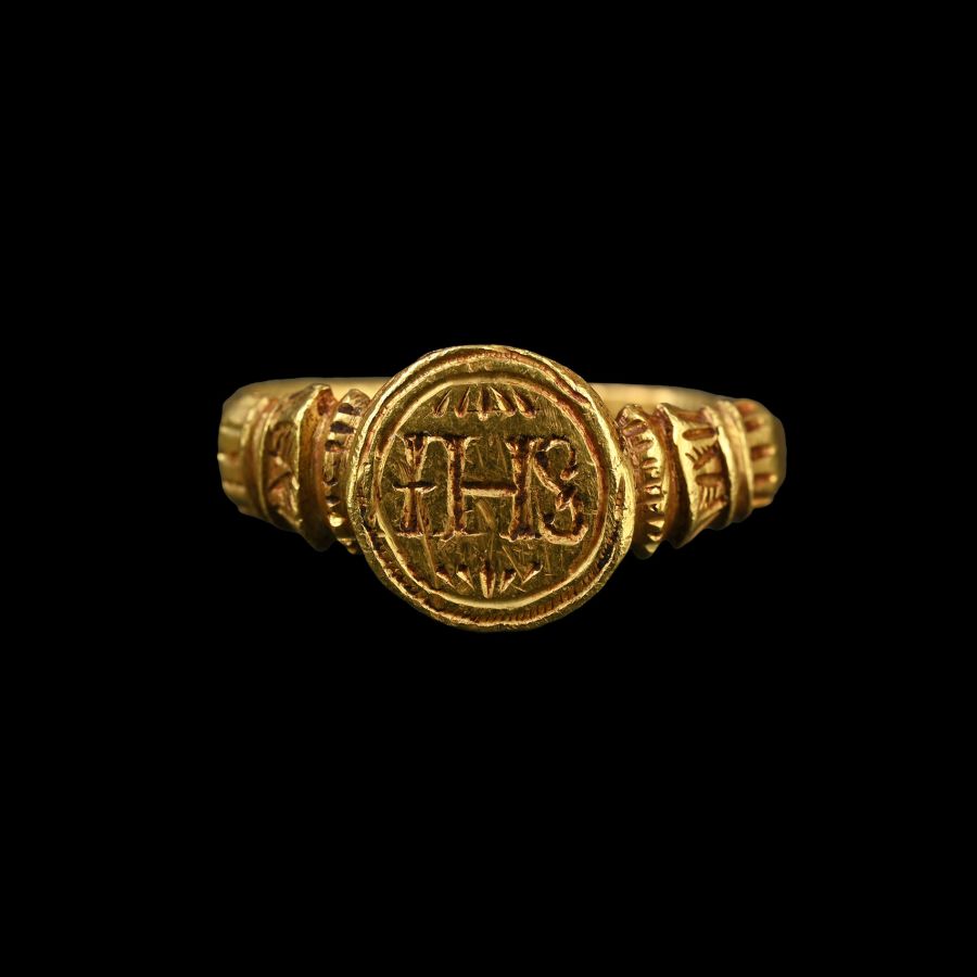 Byzantine Gold Ring with IHS Monogram
