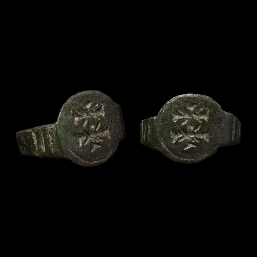 Byzantine Bronze Ring with Double Cross