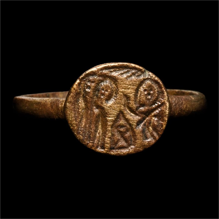 Byzantine Bronze Ring with Christ