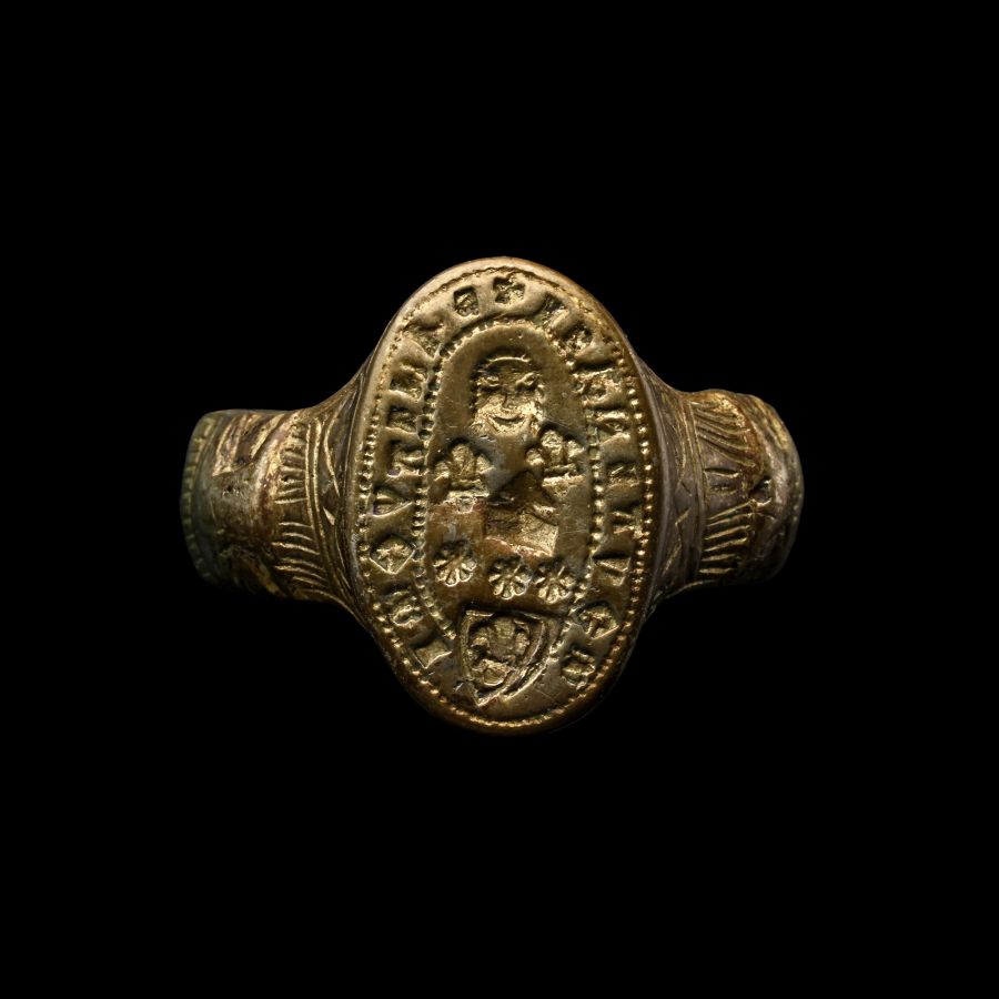 Medieval Silver-Gilt Ring with Inscription