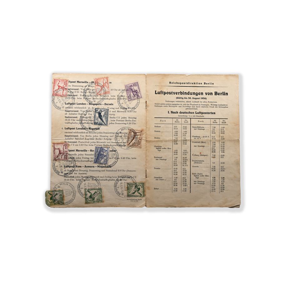 German Berlin Olympics Postal Notice with Stamps