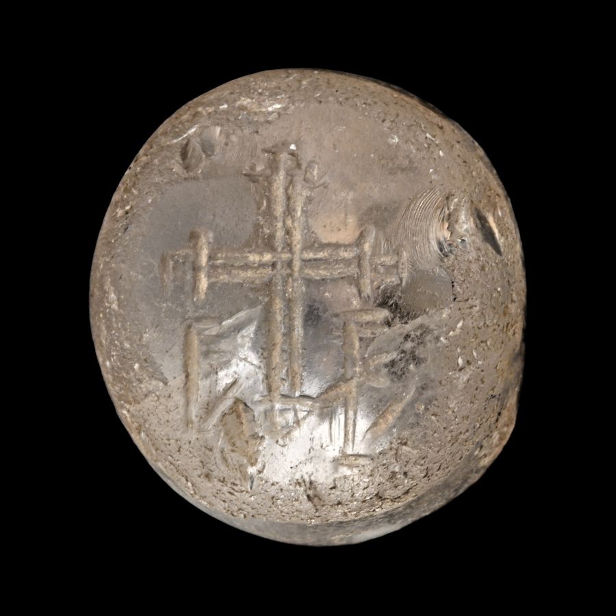 Byzantine Rock Crystal Stamp Seal with Cross