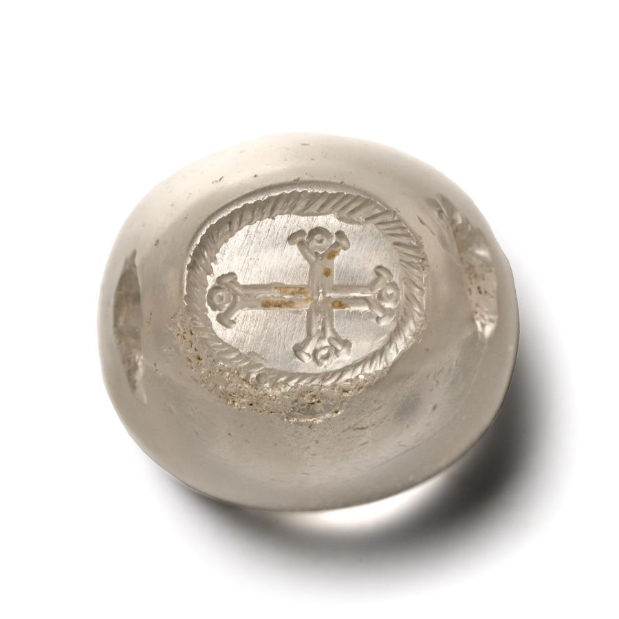 Byzantine Rock Crystal Stamp Seal with Cross