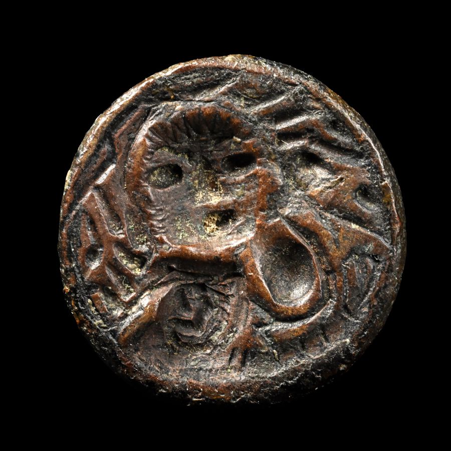 Medieval Bronze Seal Matrix with Figure of Christ