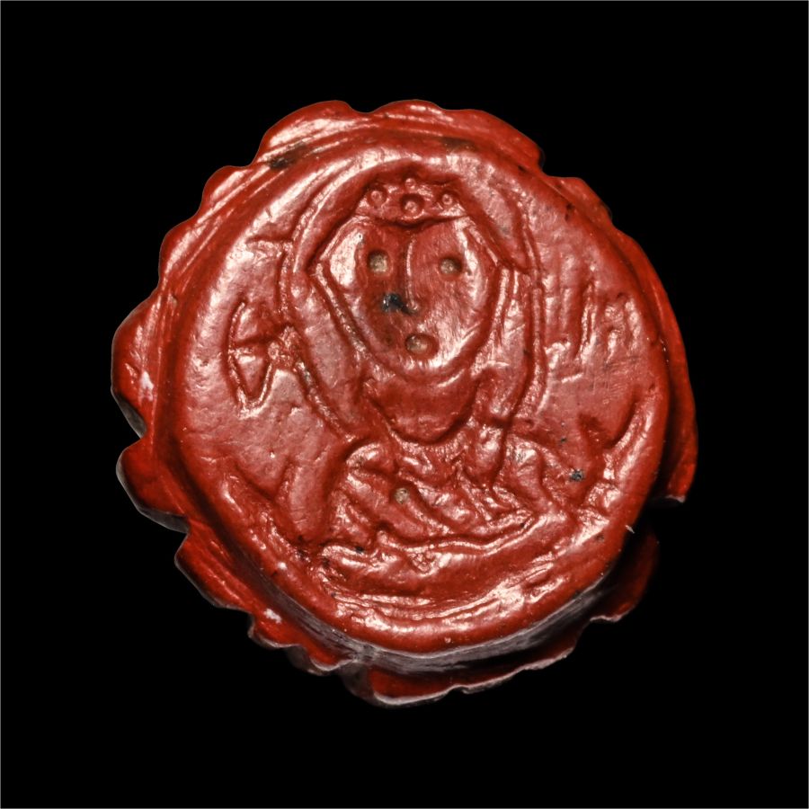 Byzantine Red Stone Stamp Seal with Bust of Mary