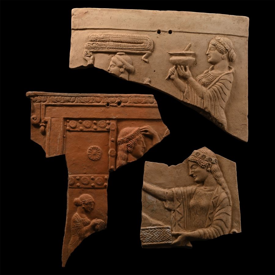 Greek Style Terracotta Plaque Frangment Group
