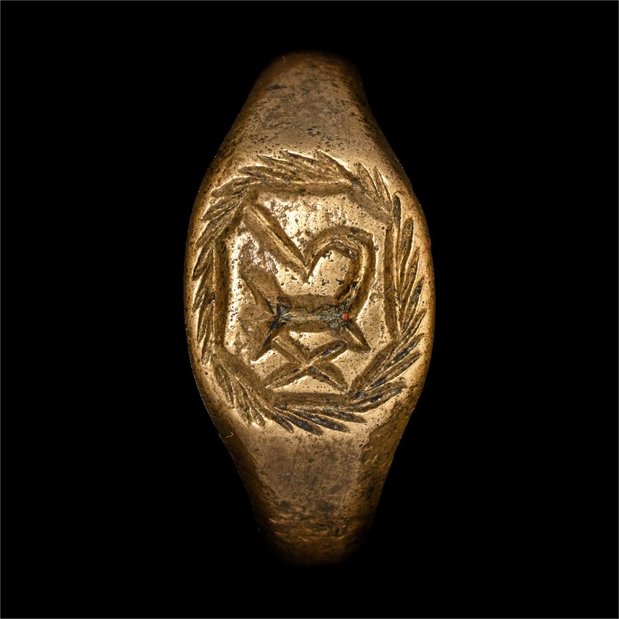Large Medieval Bronze Signet Ring