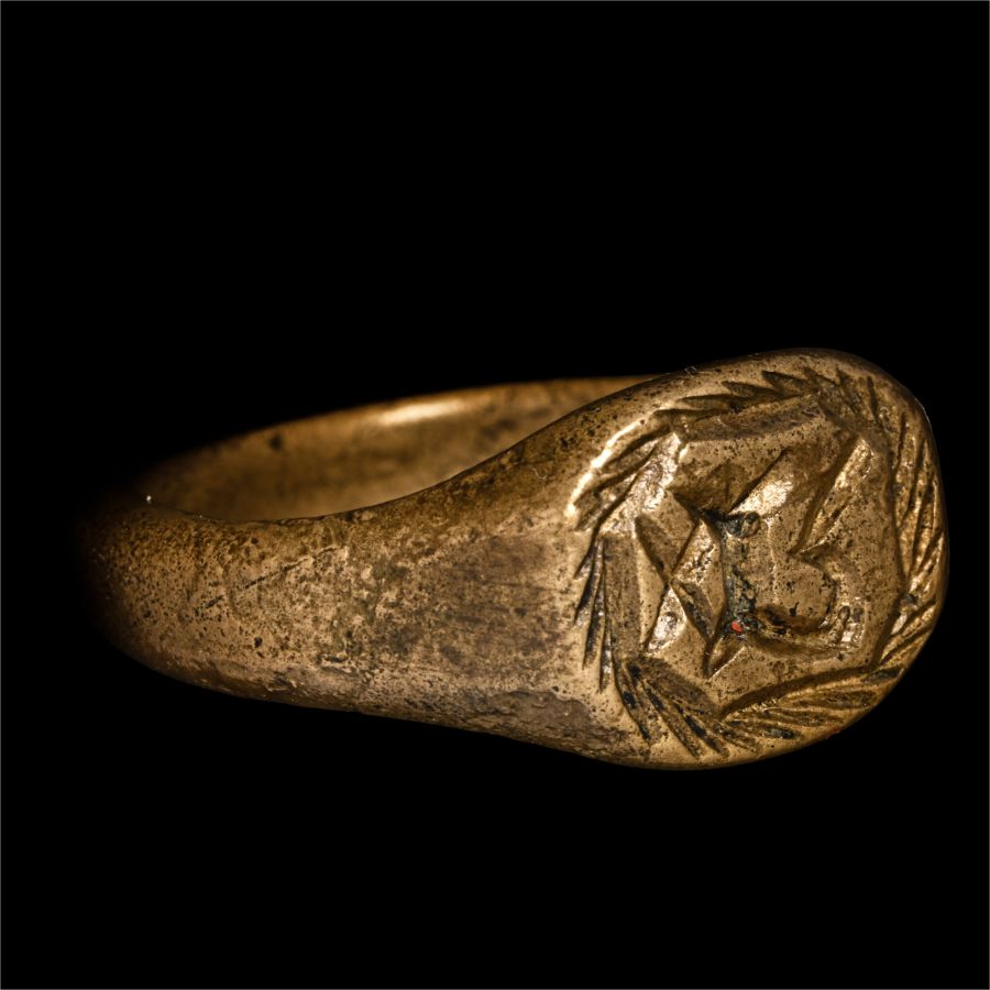 Large Medieval Bronze Signet Ring