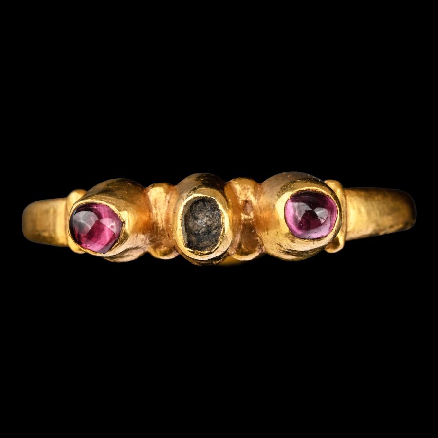 Medieval Gold Fede Ring with Amethysts