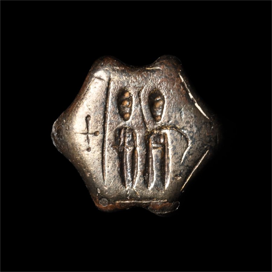 Byzantine Silver Ring Bezel with Two Saints