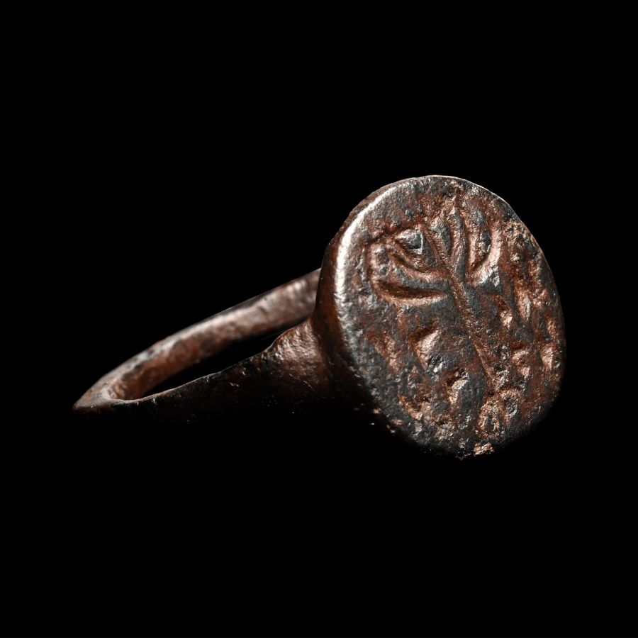 Jewish Bronze Ring with Menorah