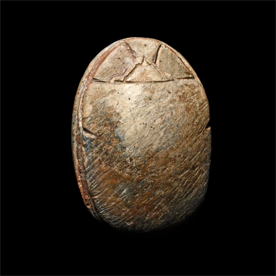 Large Egyptian Blue Glazed Steatite Scarab