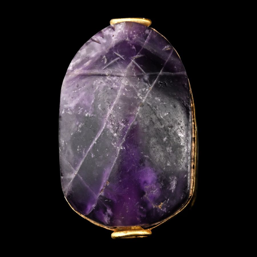 Egyptian Amethyst Scarab with Gold Fitting
