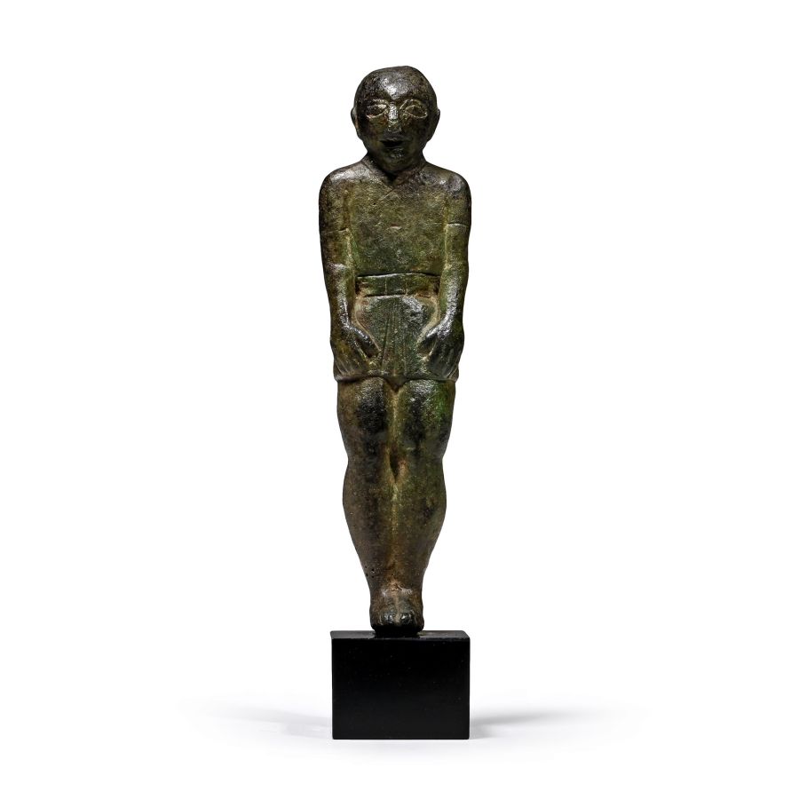 Iberian Bronze Figurine of a Man in Egyptianizing Dress