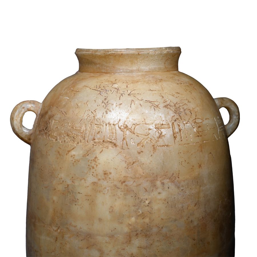 Very Large Egypto-Phoenician Alabaster Alabastron with Hieroglyphic Inscription
