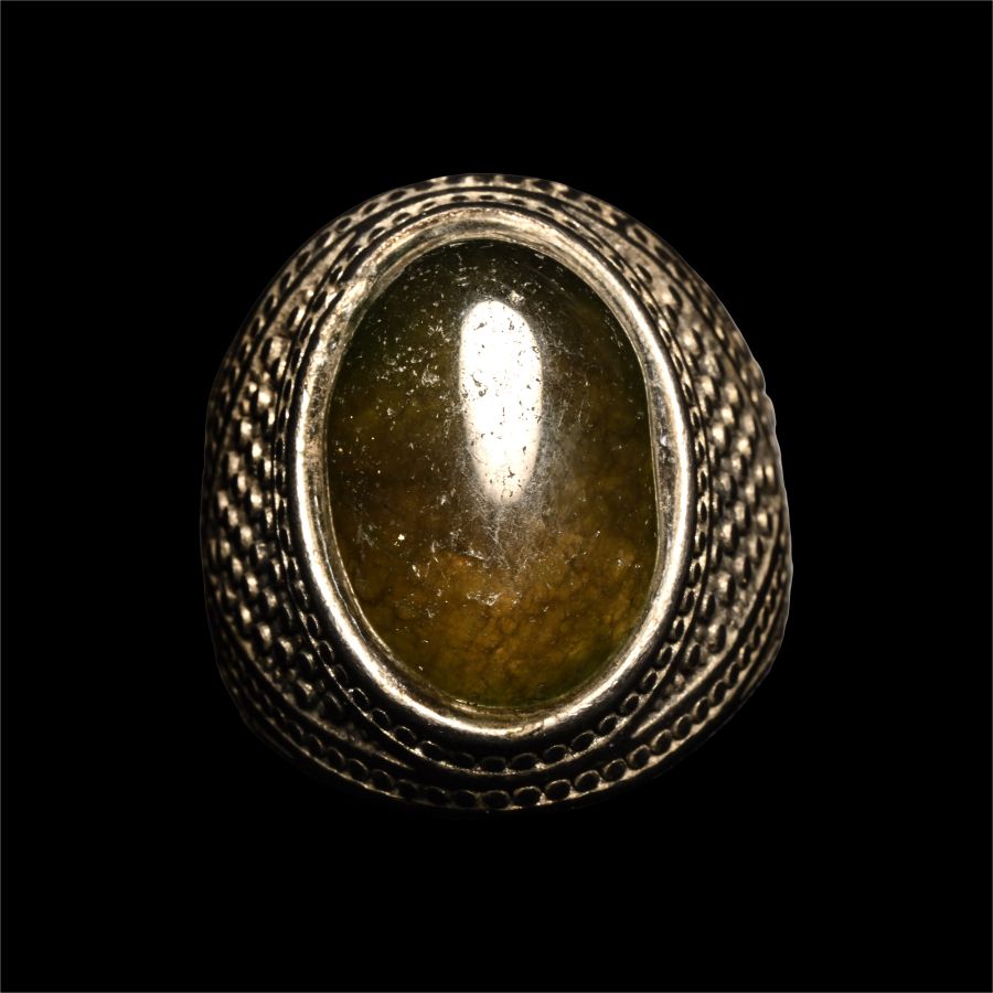 Bedouin Silver-Coloured Ring with Cabochon