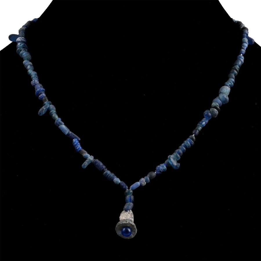 Roman and Other Dark Blue Glass Bead Necklace String