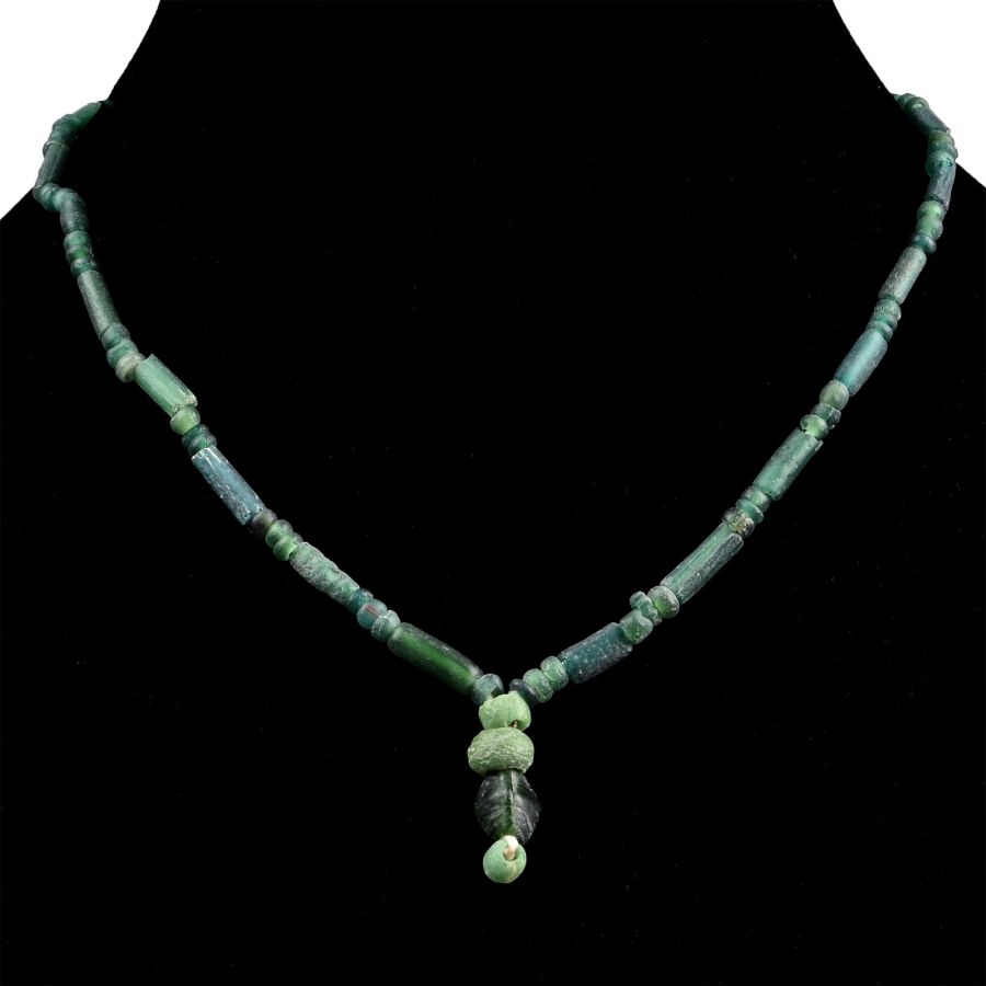 Roman and Other Emerald Green Glass Bead Necklace String