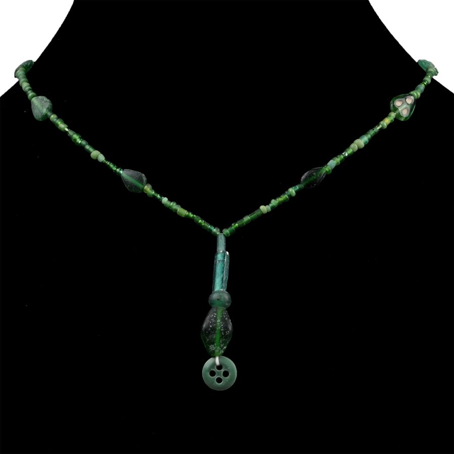 Roman and Other Green Glass Bead Necklace String