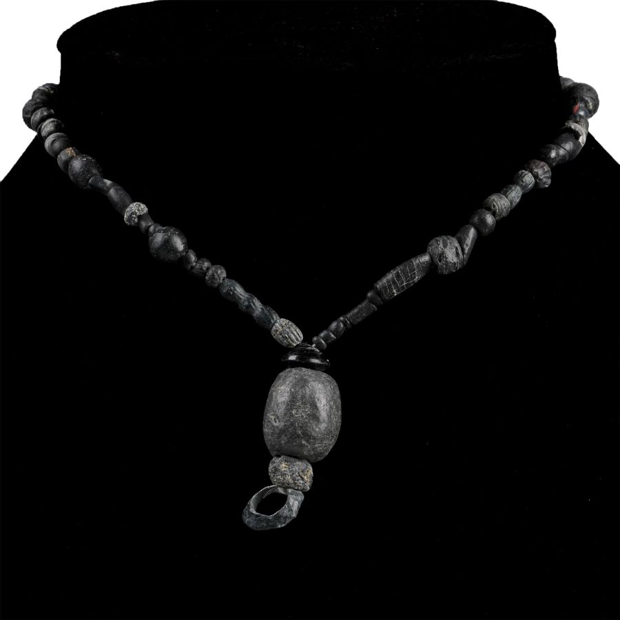 Roman and Other Black Glass Bead Necklace String