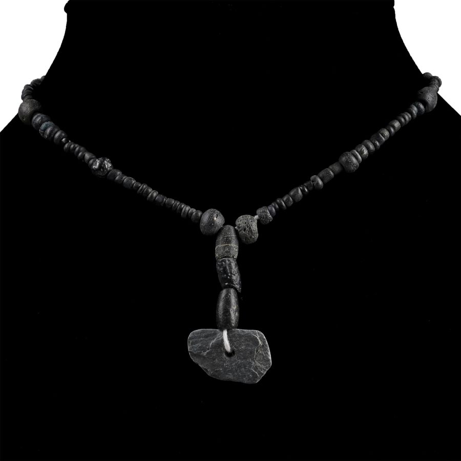 Roman and Other Black Glass Bead Necklace String