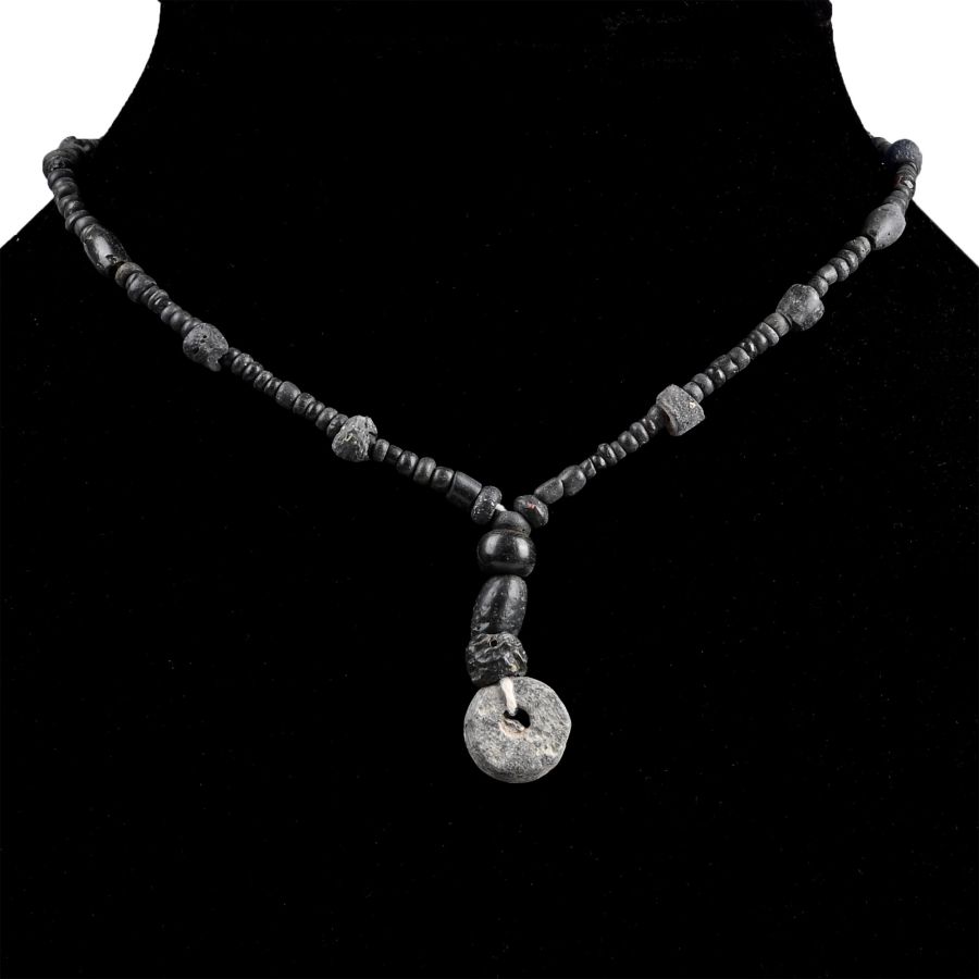 Roman and Other Black Glass Bead Necklace String