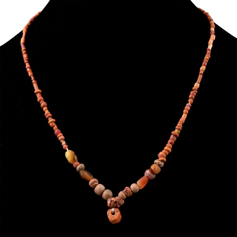 Roman and Other Coral-Coloured Glass Bead Necklace String