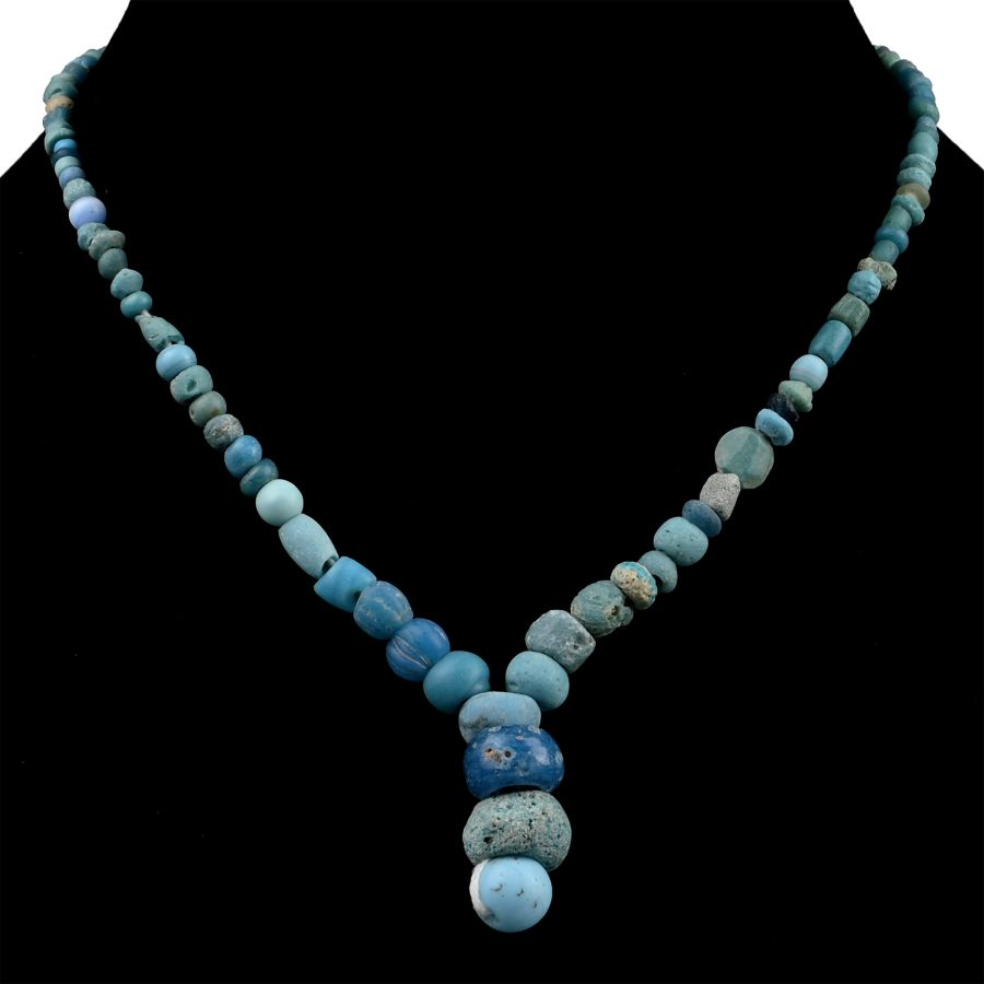 Western Asiatic and Other Pale Blue Stone and Glass Bead Necklace String