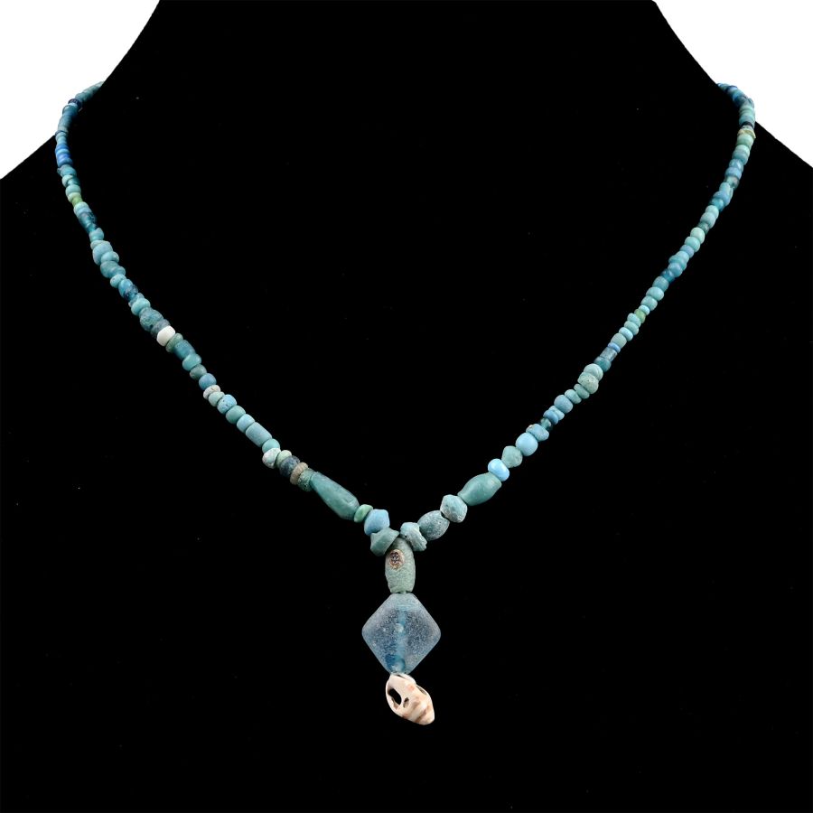 Western Asiatic and Other Pale Blue Stone and Glass Bead Necklace String
