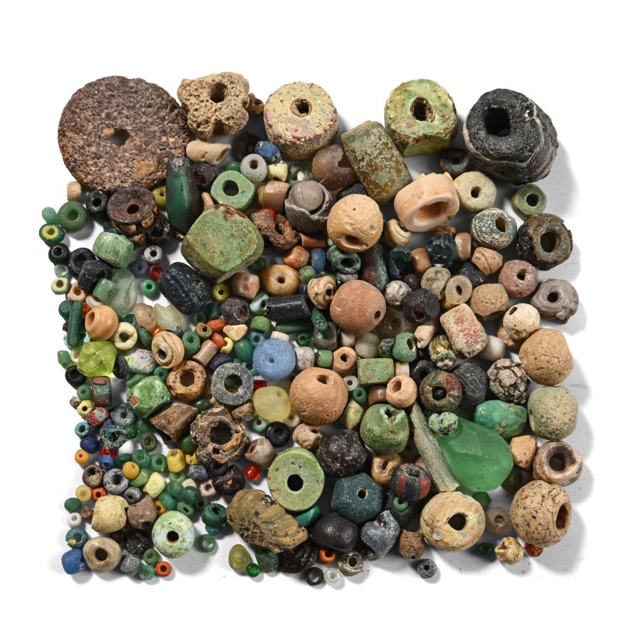 Roman and Other Mixed Stone and Glass Necklace Bead Group
