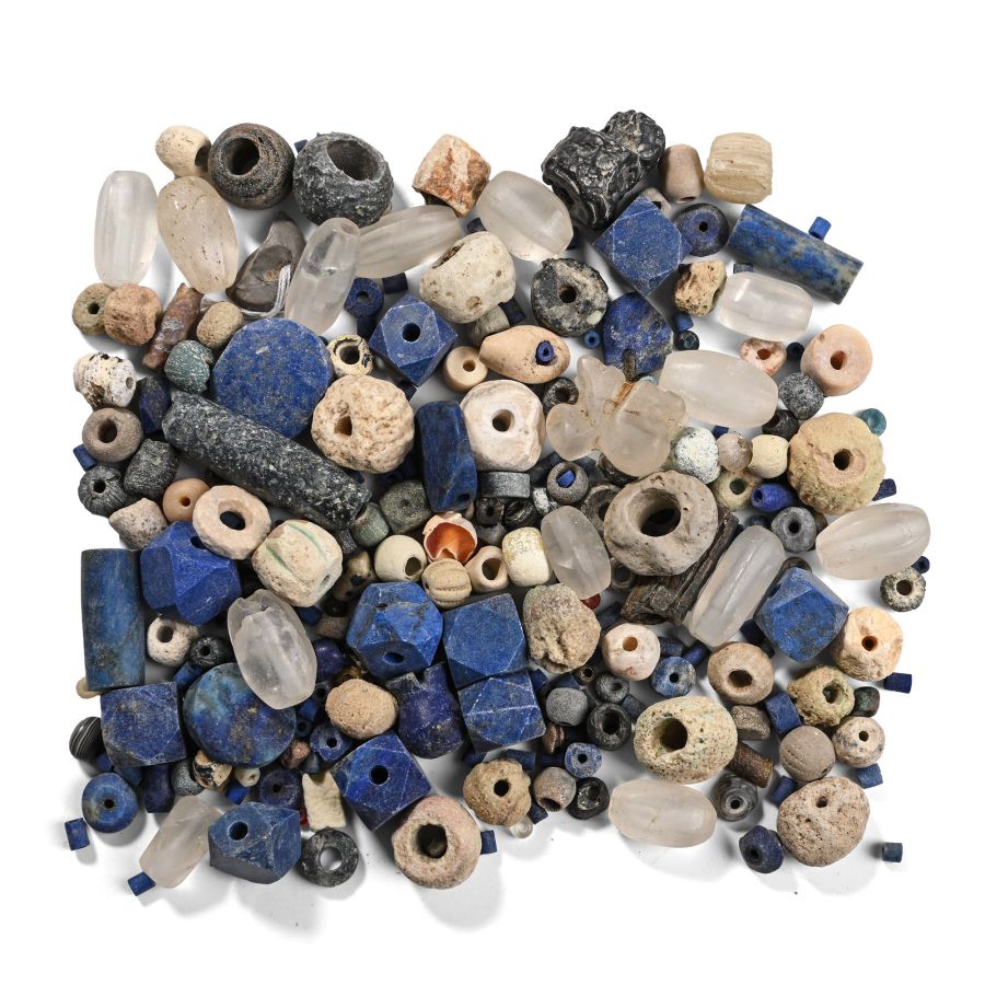 Western Asiatic and Other Stone and Glass Necklace Bead Group