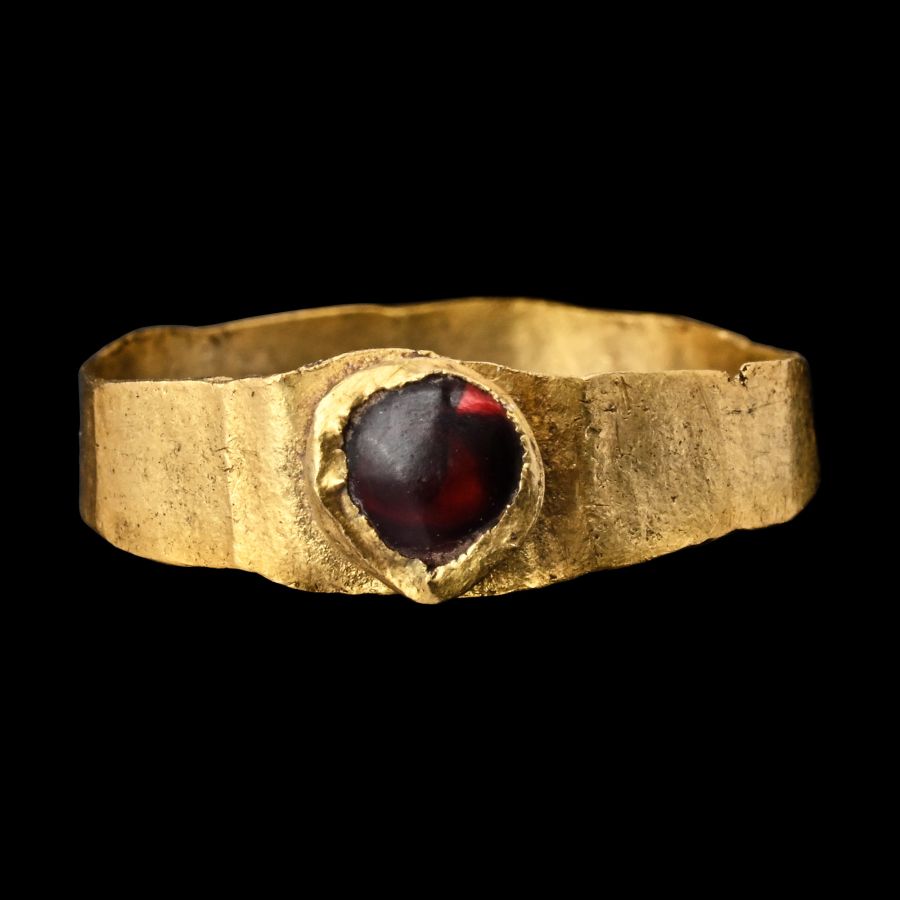 Roman Gold Child's Ring with Ruby-Coloured Gem